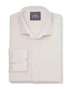 Bertram Cream Linen Made-To-Measure Shirt