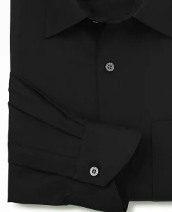 Black Cotton Herringbone Classic Fit Formal Shirt - Single Cuff