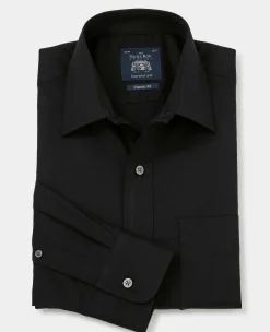 Black Fine Twill Classic Fit Formal Shirt - Single Cuff