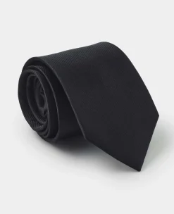 Black Fine Twill Silk Tie