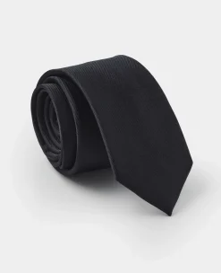 Black Fine Twill Skinny Silk Tie