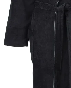 Black Fleece Supersoft Dressing Gown with Grey Piping