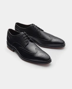 Black Leather Brogue Derby Shoes