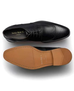 Black Leather Brogue Derby Shoes