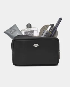 Black Leather Savile Row Wash Bag