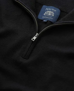 Black Merino Wool Zip Neck Jumper