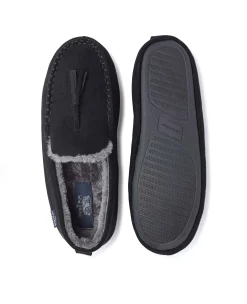 Black Microsuede Moccasin Slippers