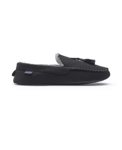 Black Microsuede Moccasin Slippers