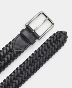 Black Plaited Leather Belt