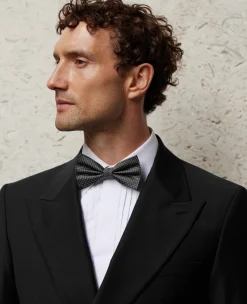 Black Silk Pinspot Ready Bow Tie & Cufflink Set