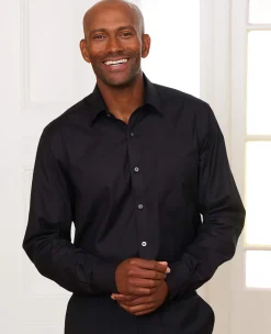 Black Stretch Cotton Classic Fit Formal Shirt - Single Cuff