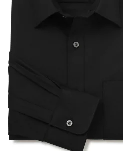 Black Stretch Cotton Classic Fit Formal Shirt - Single Cuff