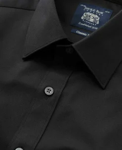 Black Stretch Cotton Classic Fit Formal Shirt - Single Cuff