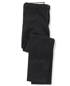 Black Stretch Cotton Classic Fit Flat Front Chinos