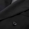Black Wool Blend Double Breasted Suit Jacket