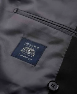 Black Wool Blend Double Breasted Suit Jacket