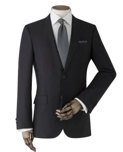 Black Wool-Blend Suit Jacket
