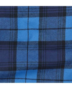 Blue Brushed Cotton Twill Window Check Lounge Pants