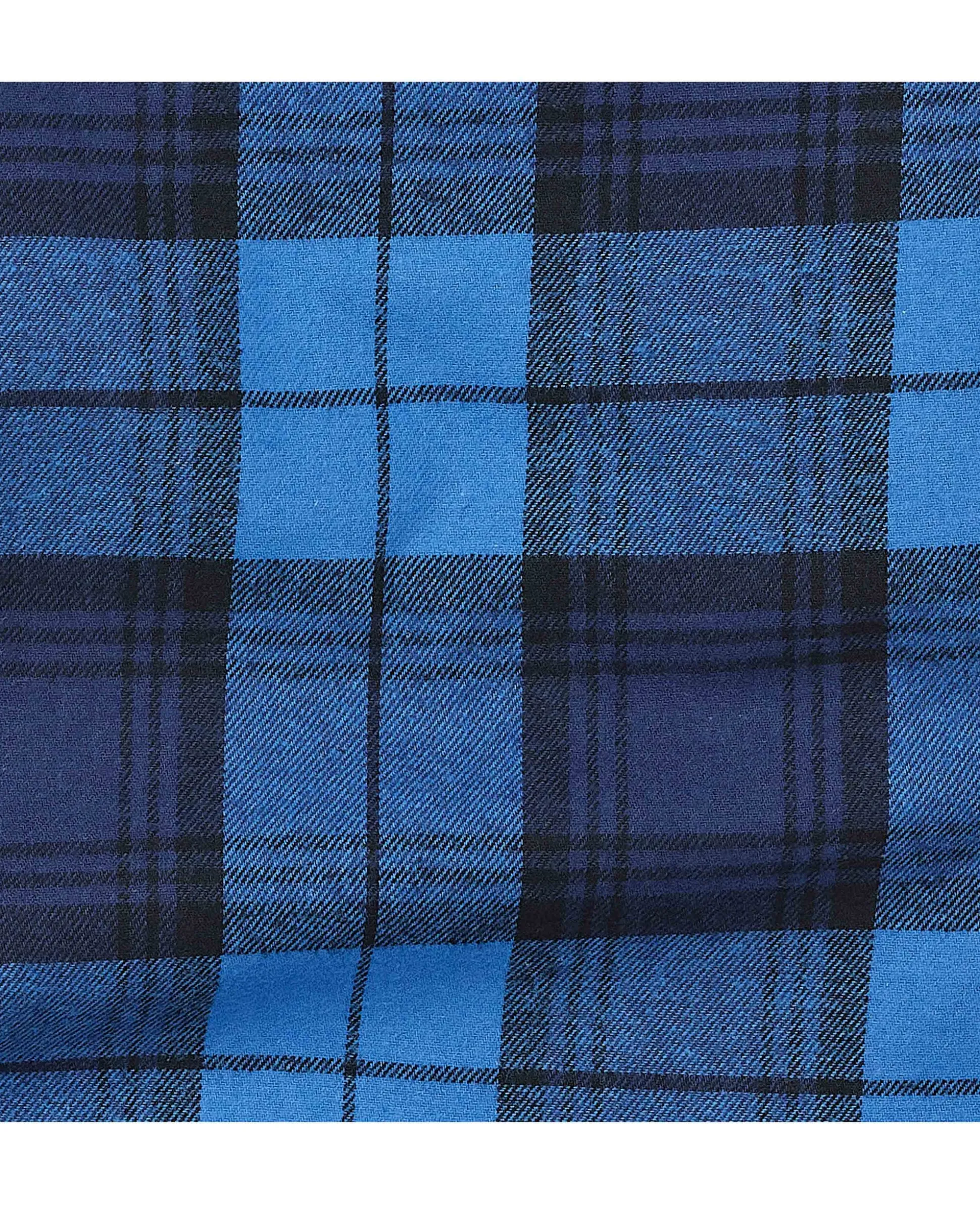 Blue Brushed Cotton Twill Window Check Lounge Pants