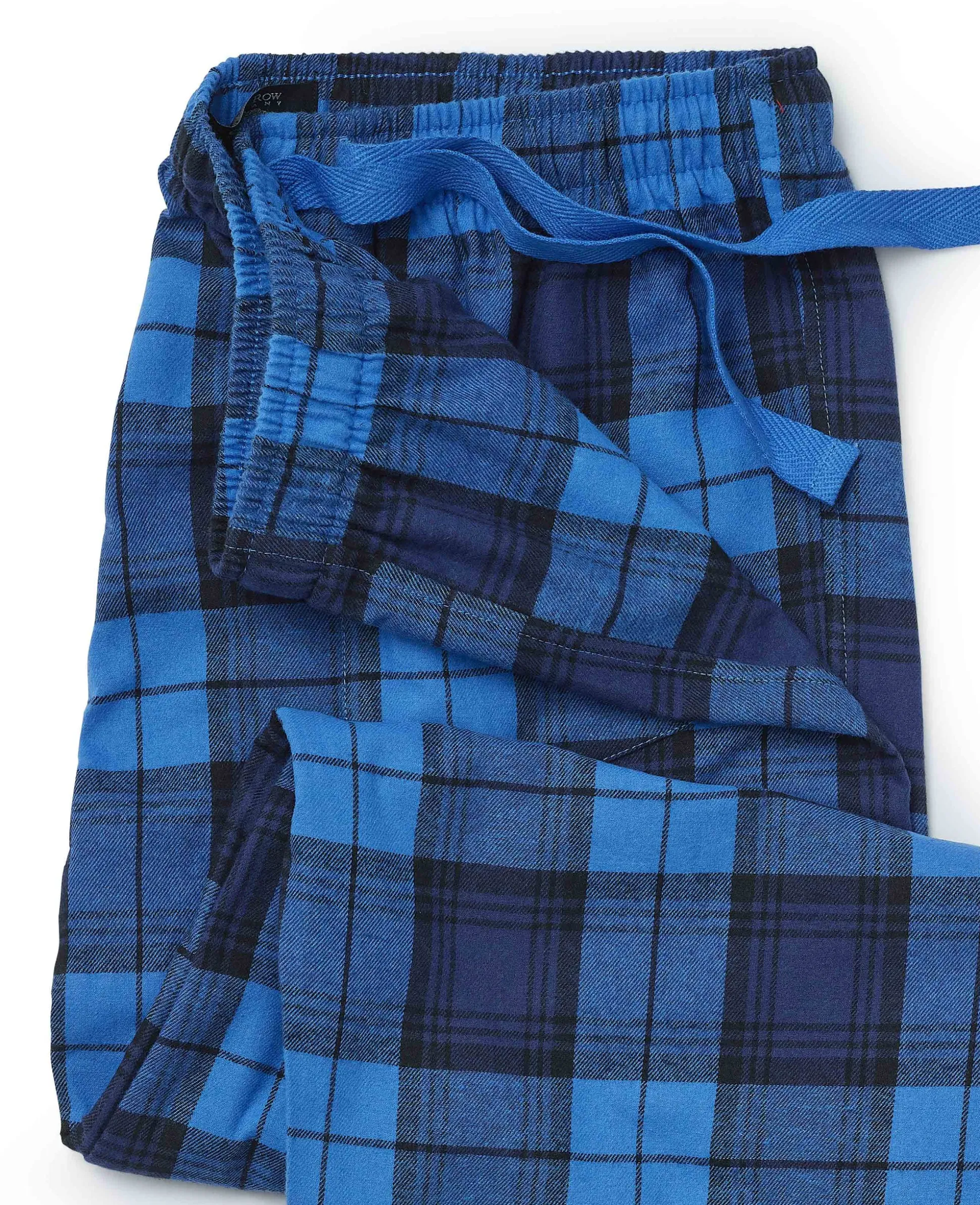 Blue Brushed Cotton Twill Window Check Lounge Pants