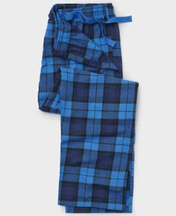 Blue Brushed Cotton Twill Window Check Lounge Pants