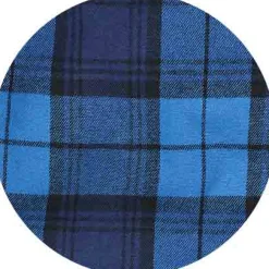 Blue Brushed Cotton Twill Window Check Lounge Pants