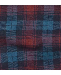 Blue Burgundy Brushed Cotton Twill Window Check Lounge Pants