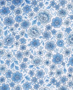 Blue Classic Fit Cotton Poplin Floral Print Winchester Formal Shirt - Double Cuff