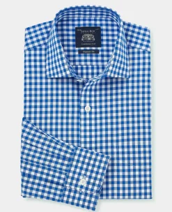 Blue Classic Fit Gingham Formal Shirt - Single Cuff