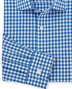 Blue Classic Fit Gingham Formal Shirt - Single Cuff