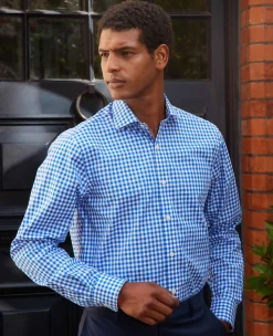 Blue Classic Fit Gingham Formal Shirt - Single Cuff