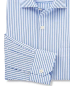 Blue Cotton Bengal Stripe Classic Fit Smart-Casual Shirt - Single Cuff