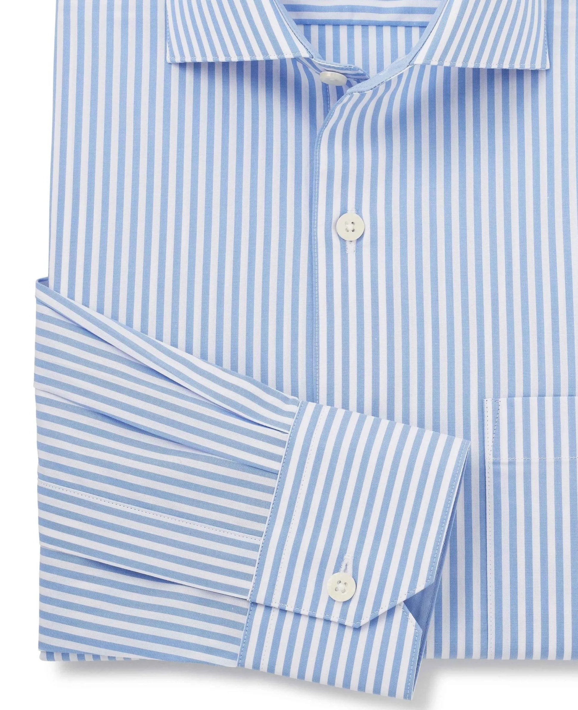 Blue Cotton Bengal Stripe Classic Fit Smart-Casual Shirt - Single Cuff