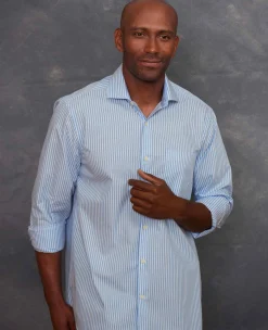 Blue Cotton Bengal Stripe Classic Fit Smart-Casual Shirt - Single Cuff