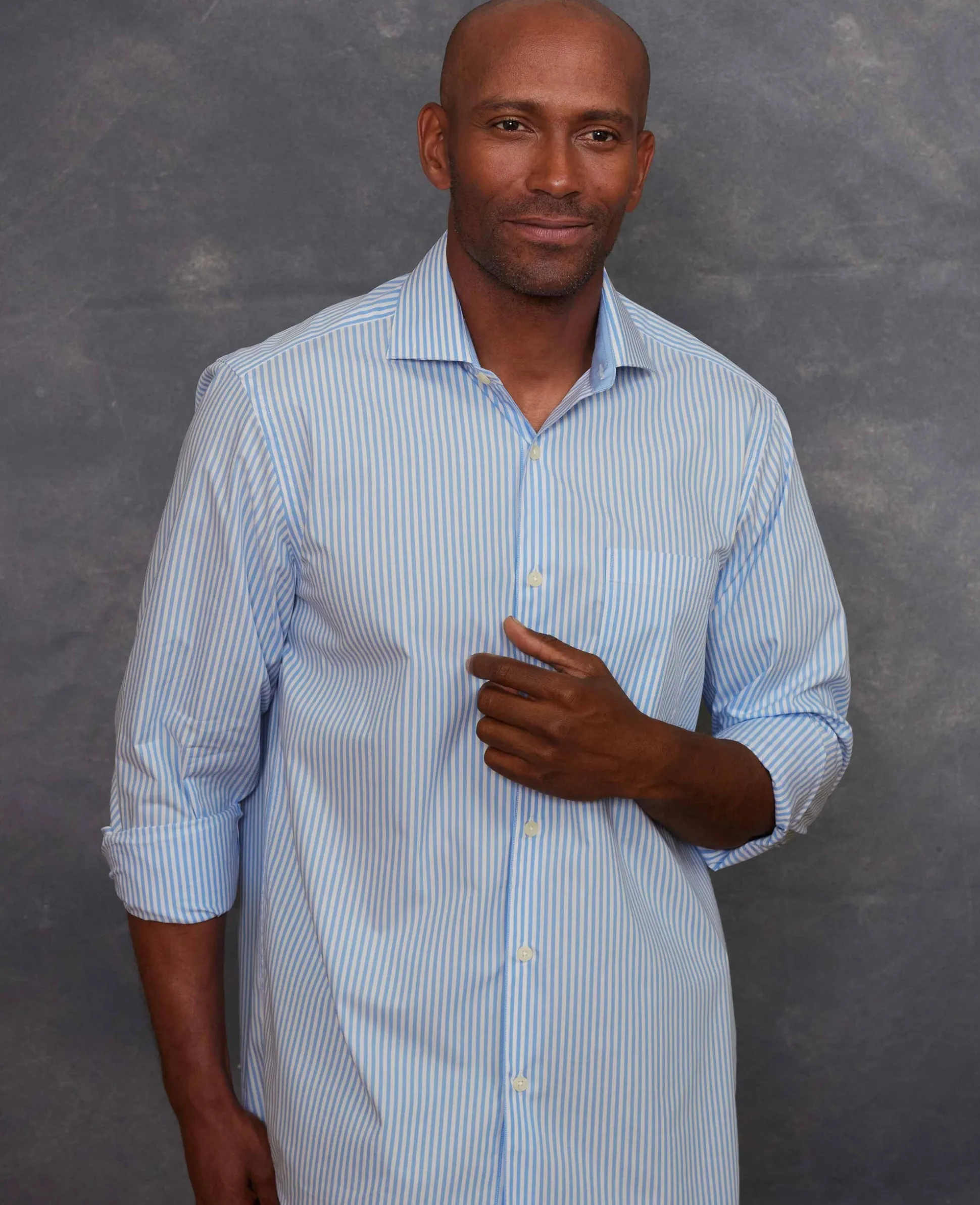 Blue Cotton Bengal Stripe Classic Fit Smart-Casual Shirt - Single Cuff
