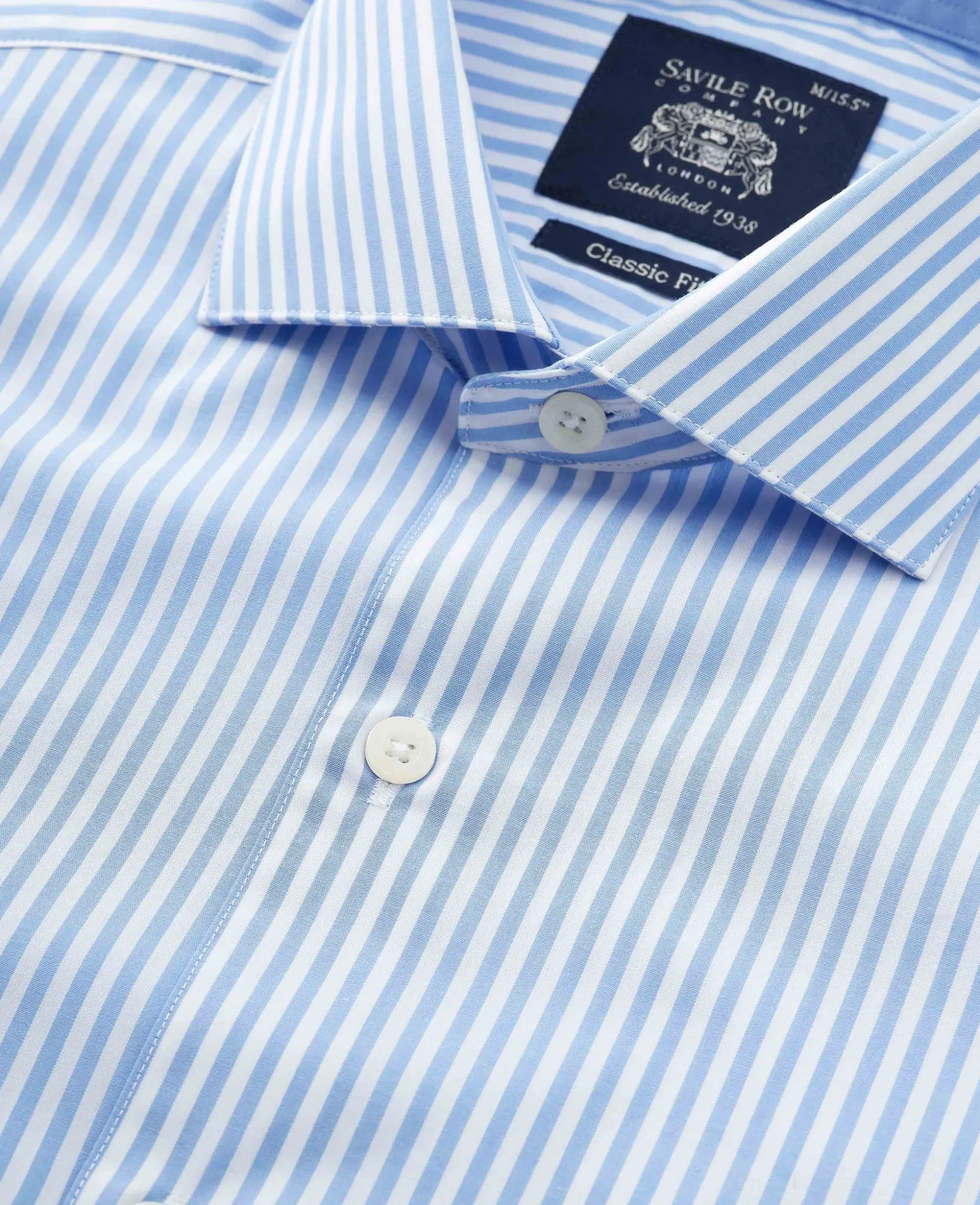 Blue Cotton Bengal Stripe Classic Fit Smart-Casual Shirt - Single Cuff