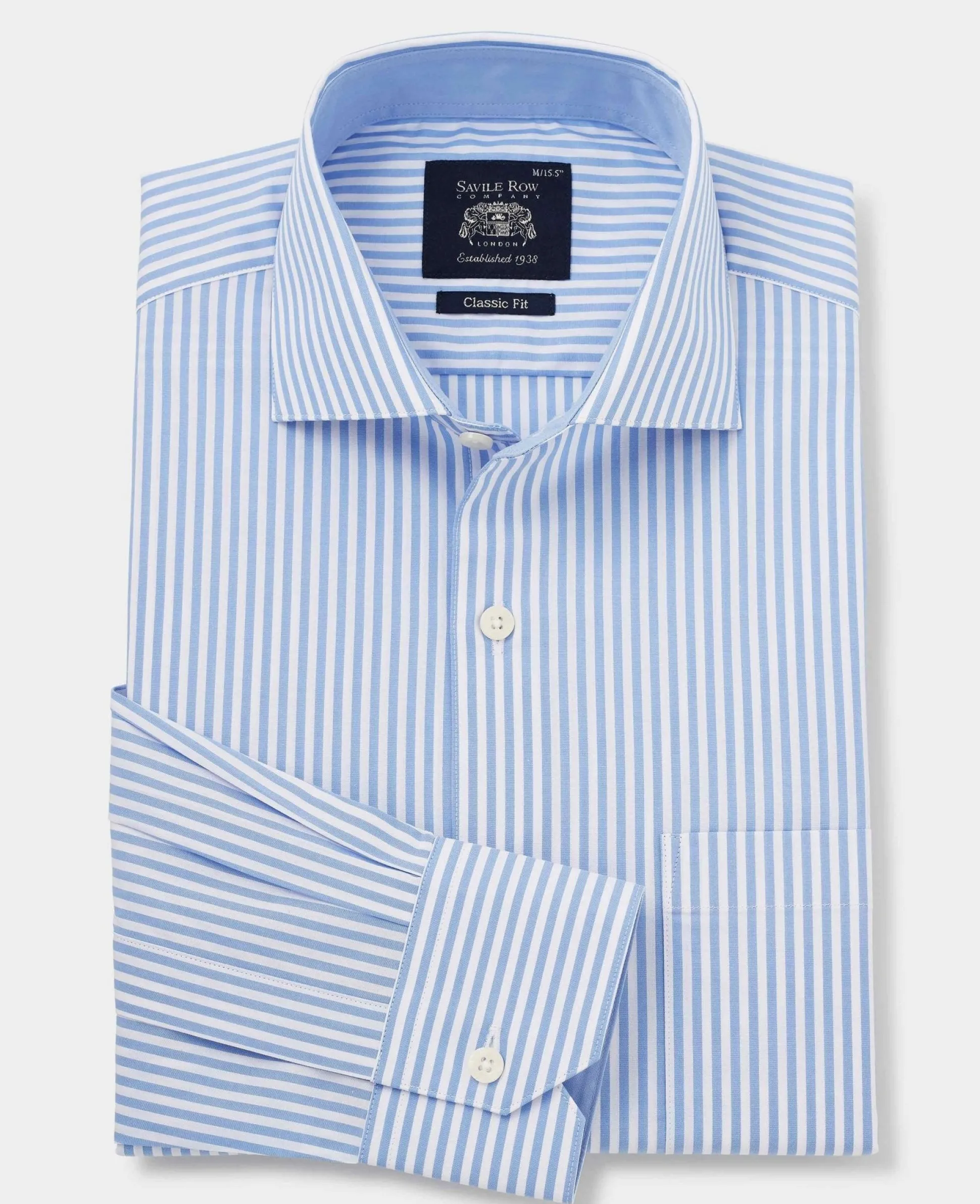 Blue Cotton Bengal Stripe Classic Fit Smart-Casual Shirt - Single Cuff