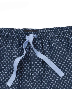 Blue Cotton Fleur De Lys Printed Lounge Shorts