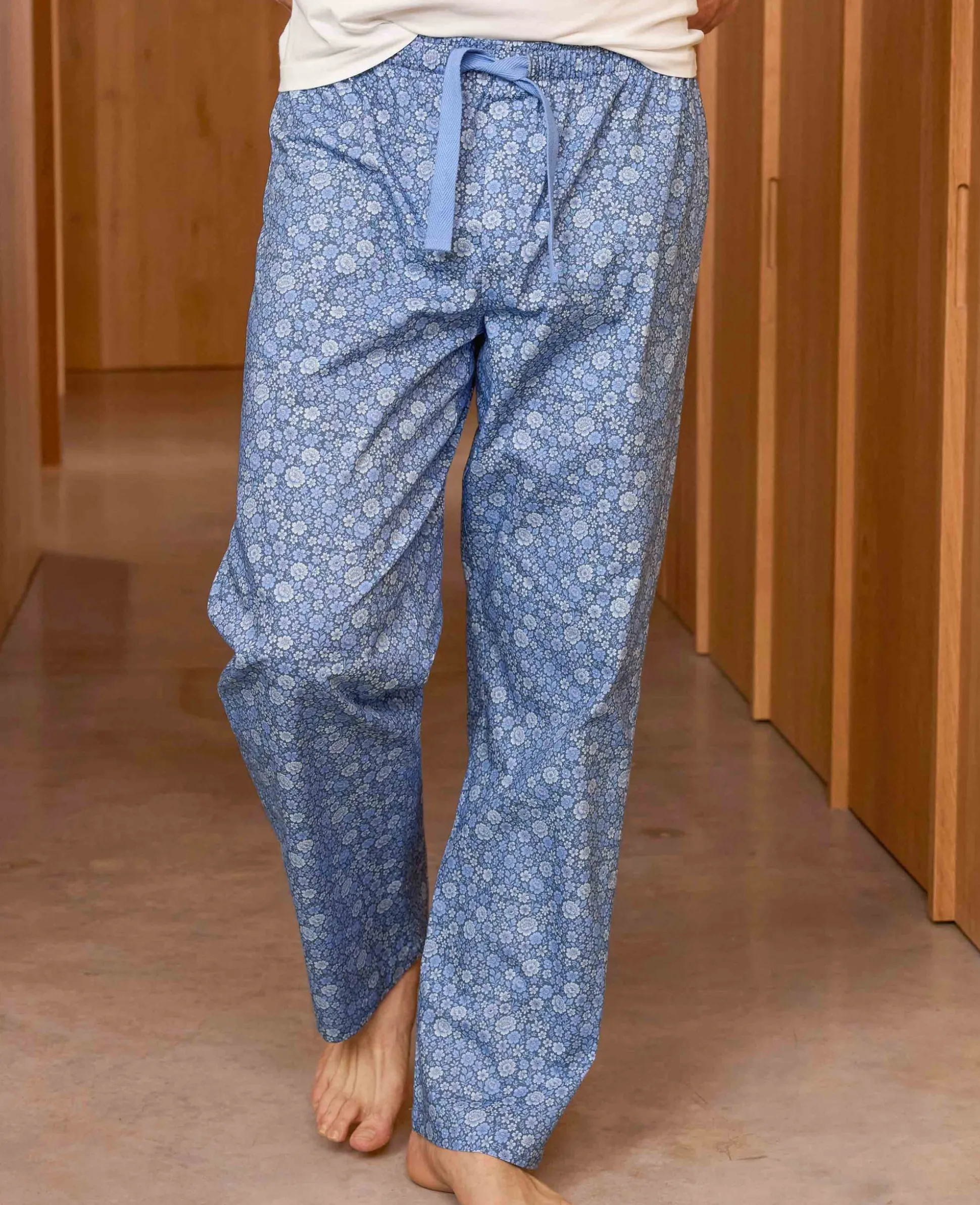 Blue Cotton Floral Lounge Pants