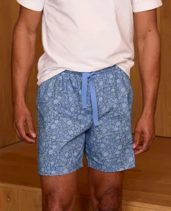 Blue Cotton Floral Lounge Shorts