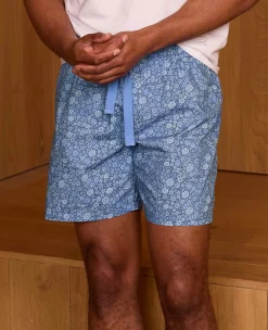Blue Cotton Floral Lounge Shorts