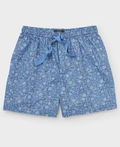 Blue Cotton Floral Lounge Shorts