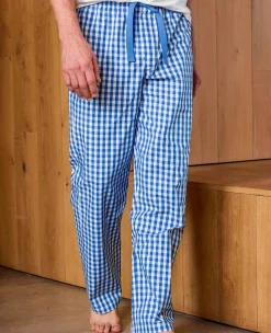 Blue Cotton Gingham Check Lounge Pants