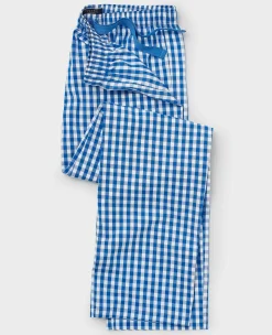 Blue Cotton Gingham Check Lounge Pants