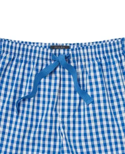 Blue Cotton Gingham Check Lounge Shorts