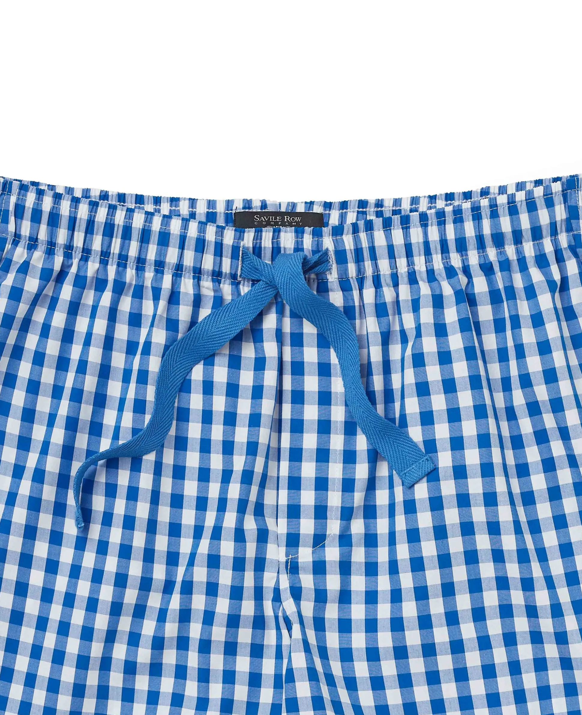 Blue Cotton Gingham Check Lounge Shorts