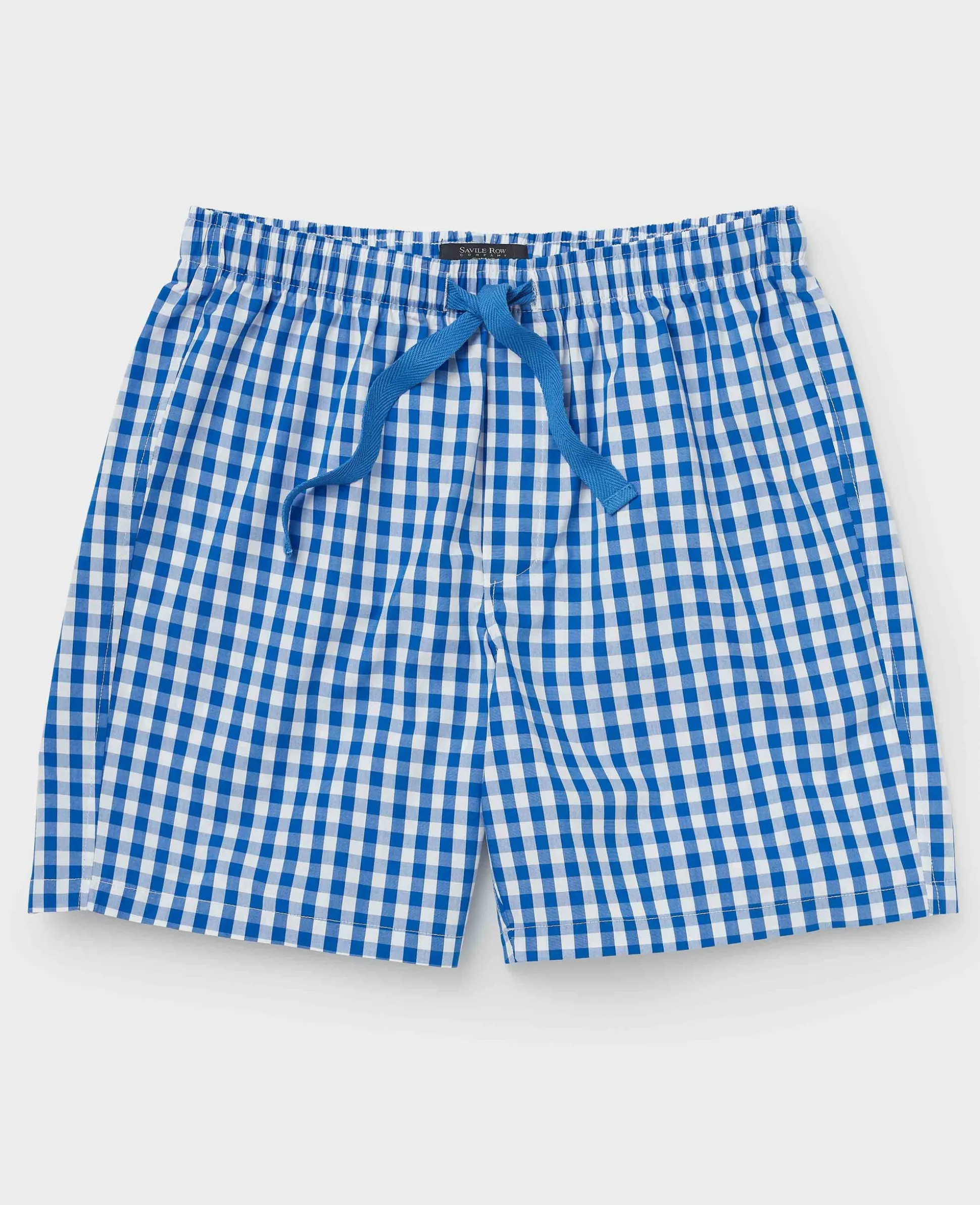 Blue Cotton Gingham Check Lounge Shorts