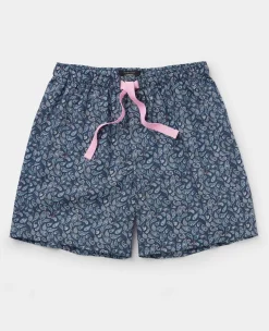 Blue Cotton Paisley Lounge Shorts