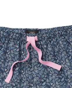 Blue Cotton Paisley Lounge Shorts