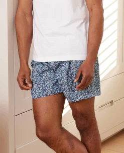 Blue Cotton Paisley Lounge Shorts
